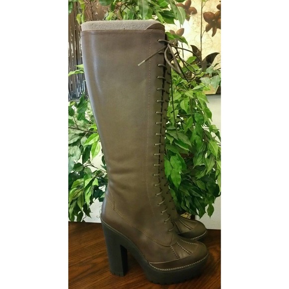 Polo Ralph Lauren Women Helma Lace Up Calf Skin Boots Brown Size 38 MSRP $695